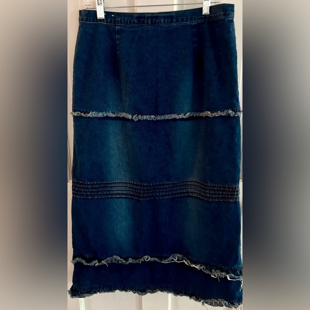 ME AND YOU Y2K Vintage 90’s Frayed Denim Skirt, Size L - Picture 5 of 7